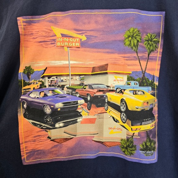 IN-N-Out Burger Food California Men's Blue Short Sleeve Graphic T-shirt Size XXL - Picture 2 of 9